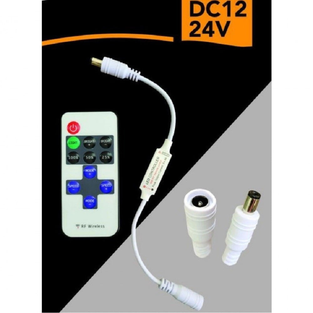 Trade Shop - Dimmer + Telecomando 12/24v Rf Wireless Controller Striscia Led Monocolore Rf-01 -