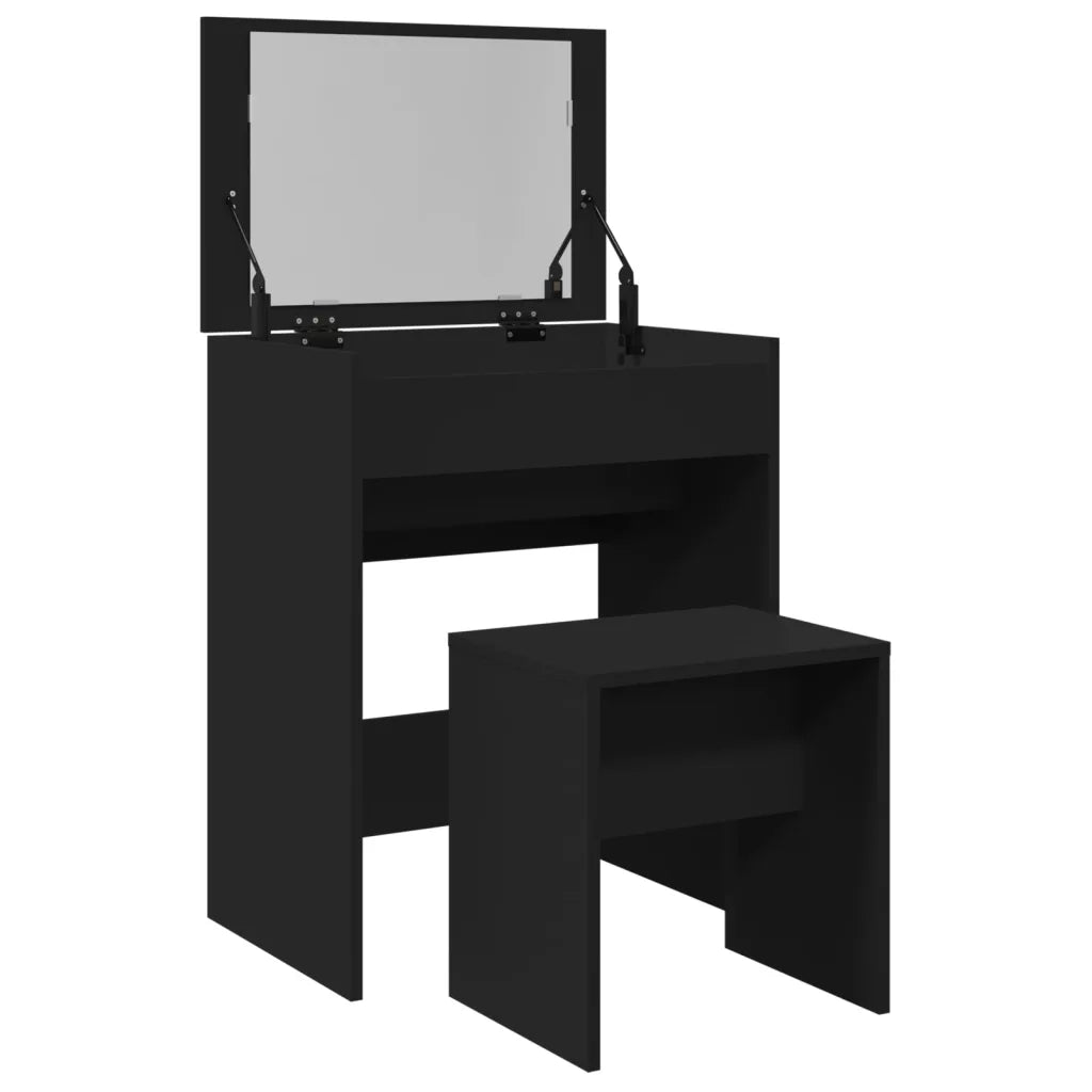 Toeletta | Tavolo da Trucco e Sgabello Nero 60x40x113,5 cm