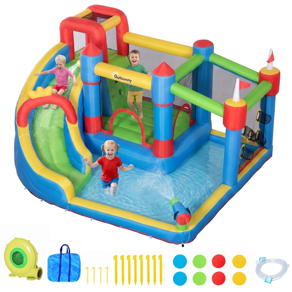 Casetta gonfiabile con scivolo e trampolino per bambini ¨C Minimal ¨C 390x300x197 cm multicolore