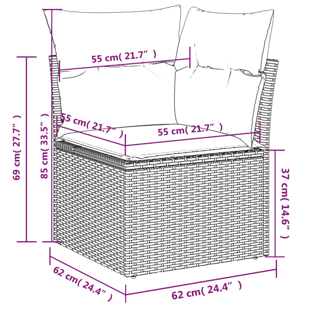 Set Divano da Giardino 6 pz con Cuscini Nero in Polyrattan 3222974