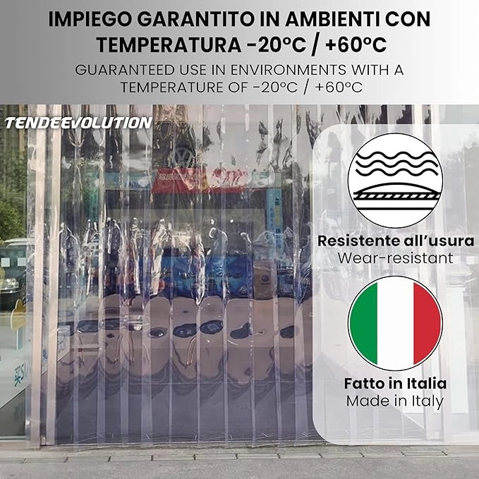Supporto Acciaio Inox lunghezza 1,96m per Strisce PVC Trasparente - Tende per Magazzini, Celle Frigorifere e Ambienti Interni