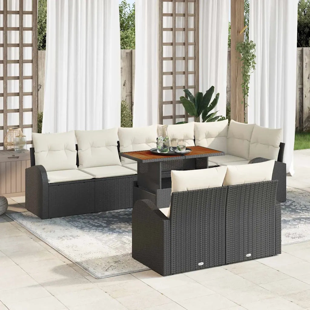 Set Divano da Giardino con archiviazione 9 pcs Nero Poly Rattan 3358336