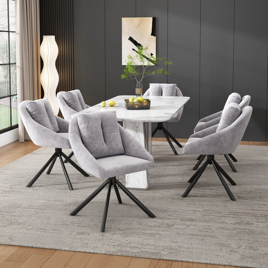 SEDIA girevole in velluto grigio, ergonomica, Set da 4 pezzi