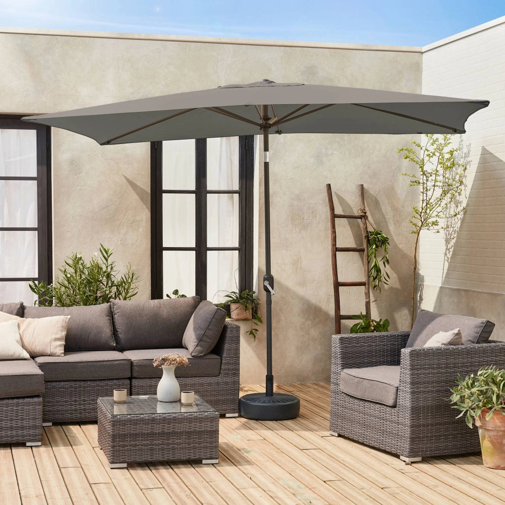 Ombrellone rettangolare, 2x3m, grigio