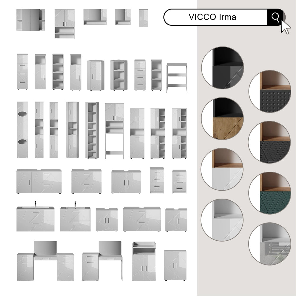 Vicco Mobiletto da bagno Quercia verde/oro 30 x 192 cm