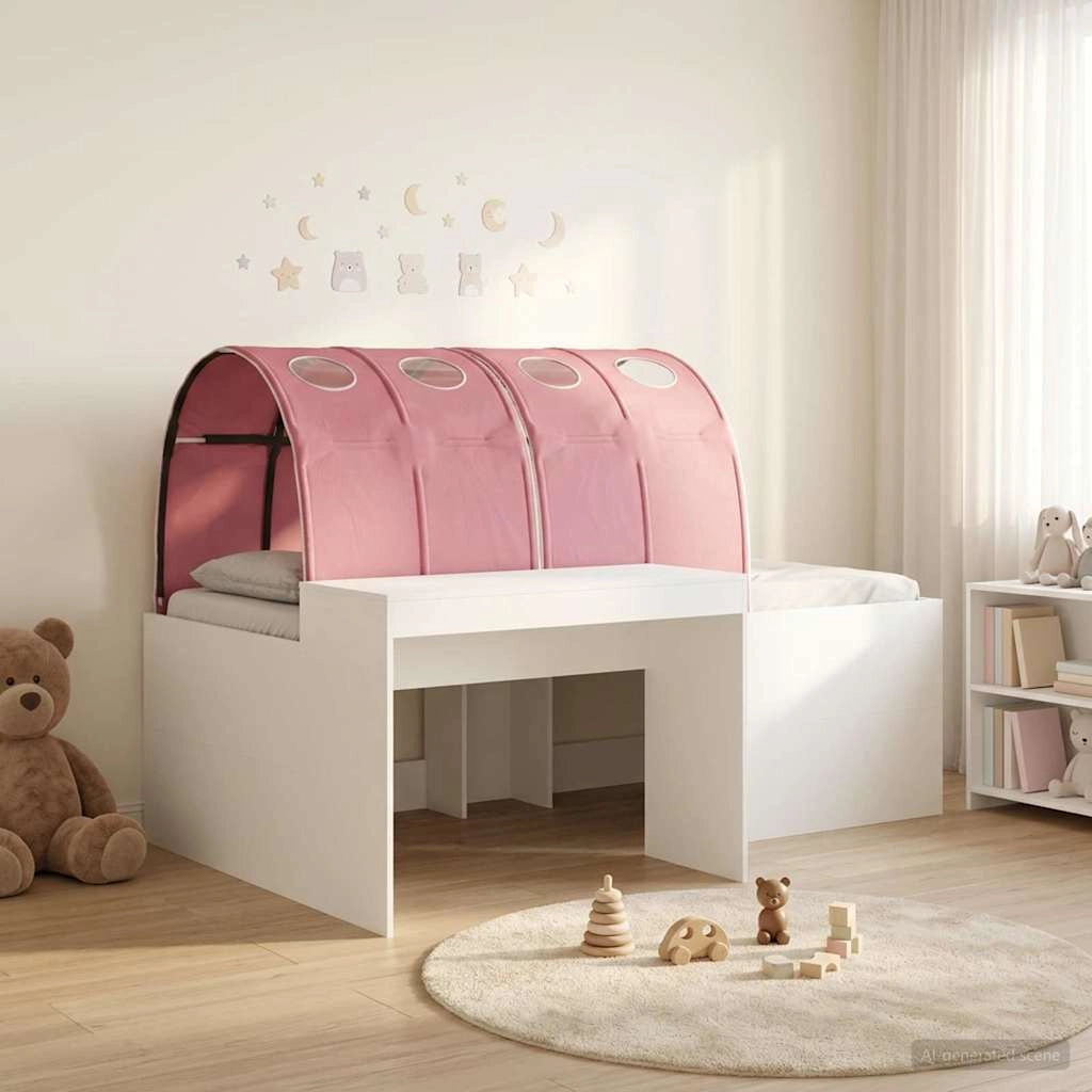 Letto con Tunnel 3 pz Bianco e Rosa Legno ingegnerizzato 3423668