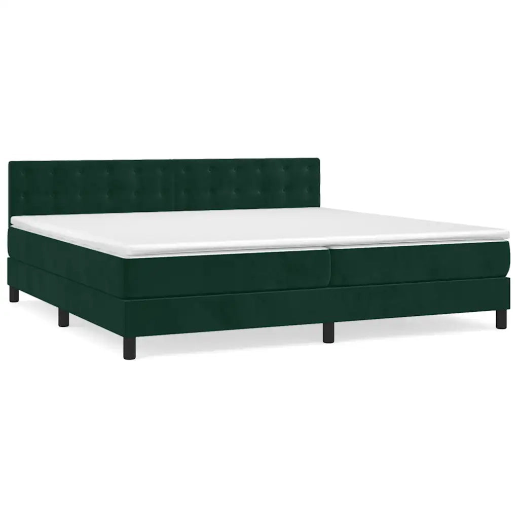 Giroletto a Molle con Materasso Verde Scuro 200x200 cm Velluto 3141566