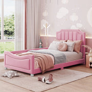 LETTO imbottito 90x200 cm in flanella rosa con testiera e pediera
