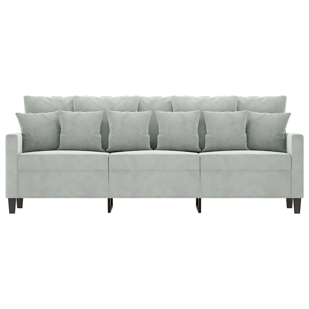 Divano a 3 Posti-Sofa 3 Posti Grigio Chiaro 180 cm in Velluto 528096