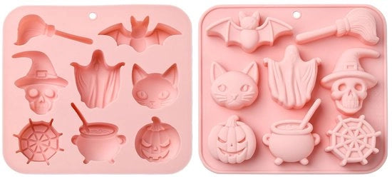 Set di forme per dolci in silicone a forma di melone/craneo/mosca gatto/spettro - Dimensioni ideali 160x145x23mm - Antiscivolo - Ideale per cioccolato/fondant/dolci - Forme per torte