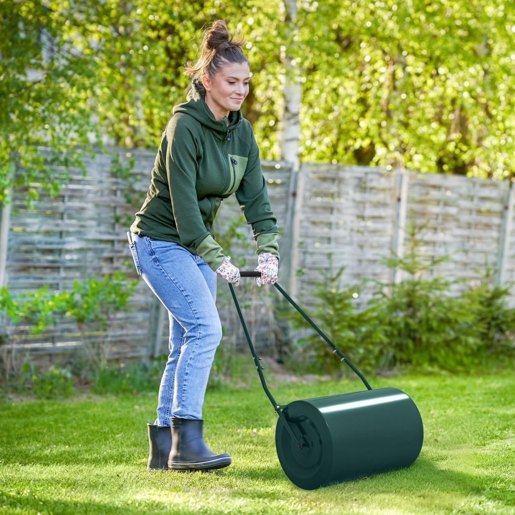 Rullo Compressore per Giardino 63L ¨C Xylo ¨C Metallo Verde Scuro 123x58x40cm
