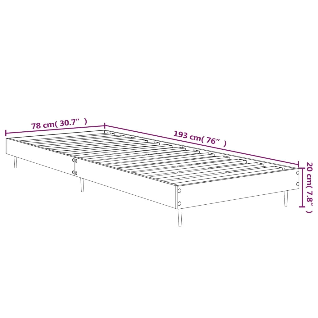 Letto singolo | Letto per adulti | Giroletto senza Materasso Rovere Marrone 75x190cm in Truciolato