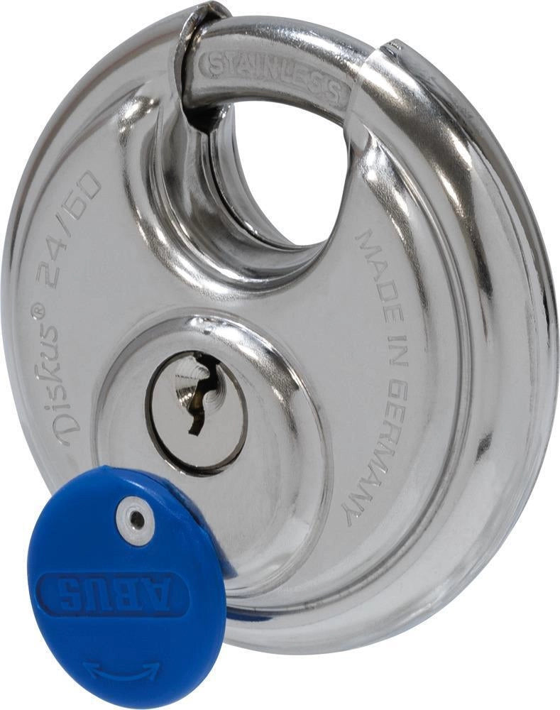 ABUS 5584 Diskus Lucchetto a Disco in Acciaio Inossidabile Livello di Sicurezza 7 60 mm colore Argento-Blu