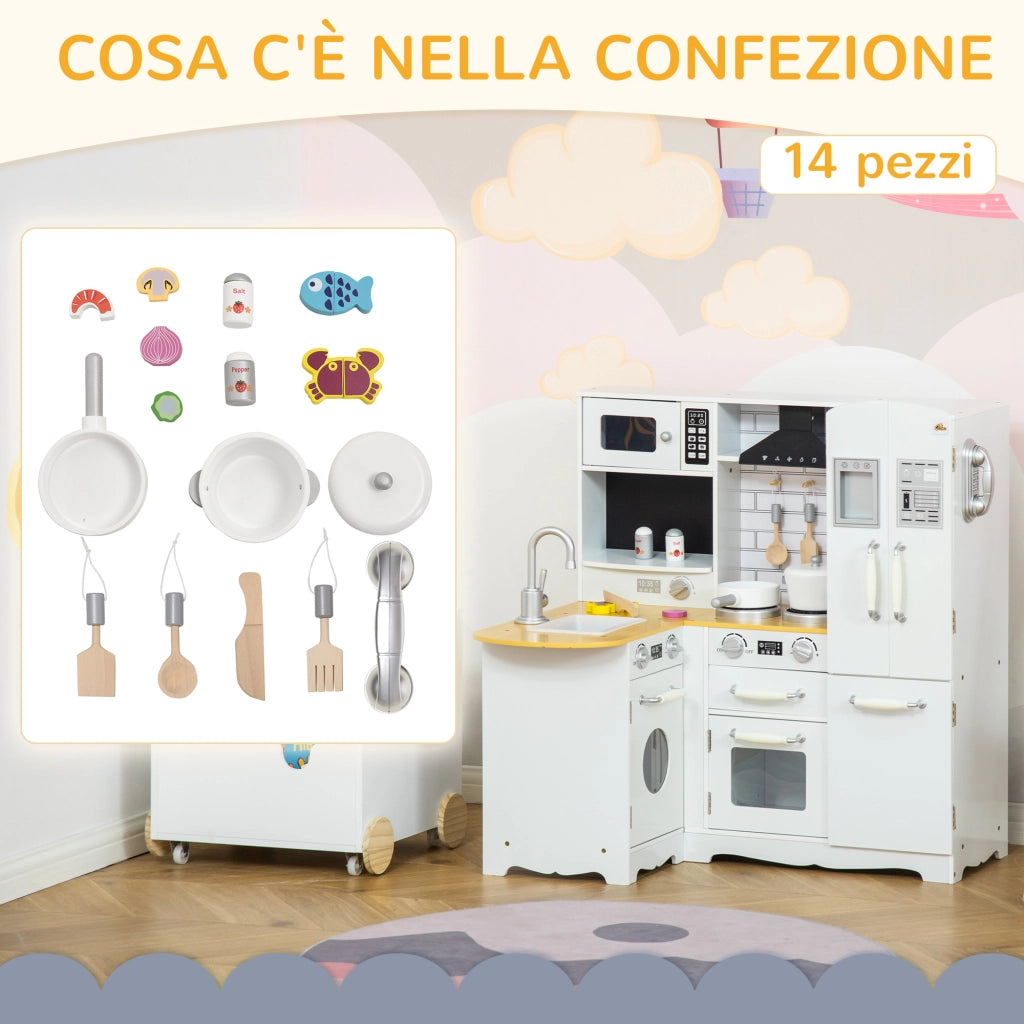 Cucina Giocattolo per Bambini ¨C Minimal ¨C Legno, Bianco, 82x65x87 cm