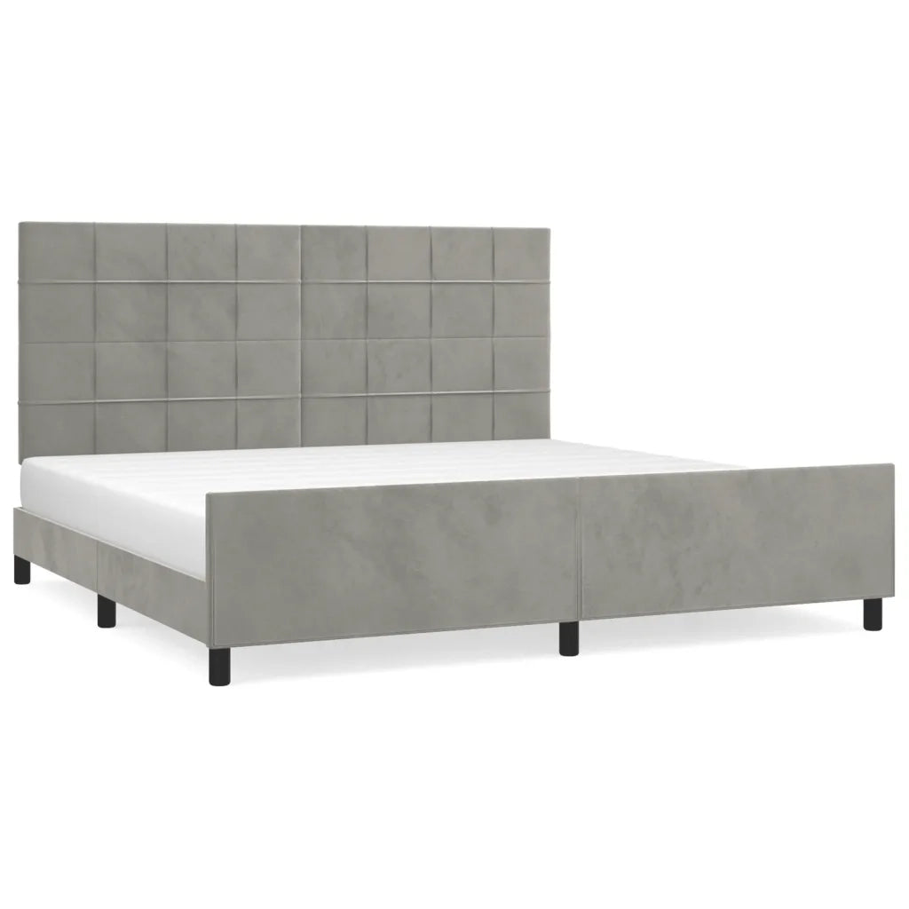 Giroletto senza Materasso Grigio Chiaro 200x200 cm Velluto