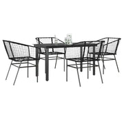 Set Mobili da Pranzo per Giardino 5 pz Nero Polyrattan Vetro 3334585