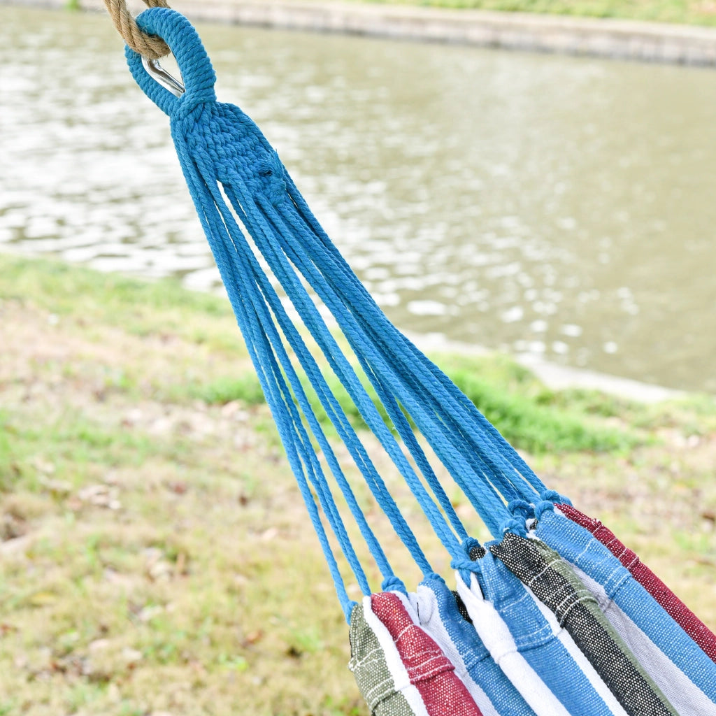Amaca Doppia Portatile in Cotone per Giardino Esterno ¨C Minimal ¨C 285x150 cm Multicolore