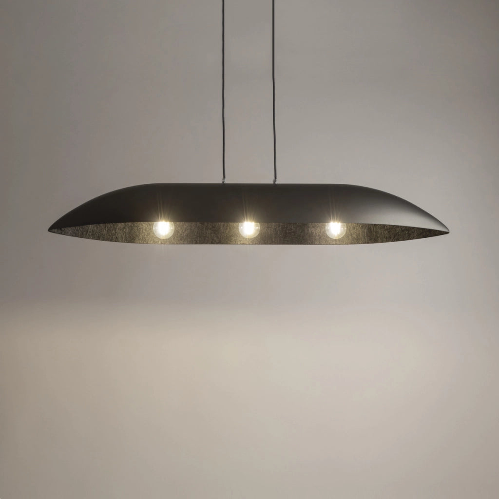 Lampada a sospensione Gondola ovale 3xE27 argento/nera