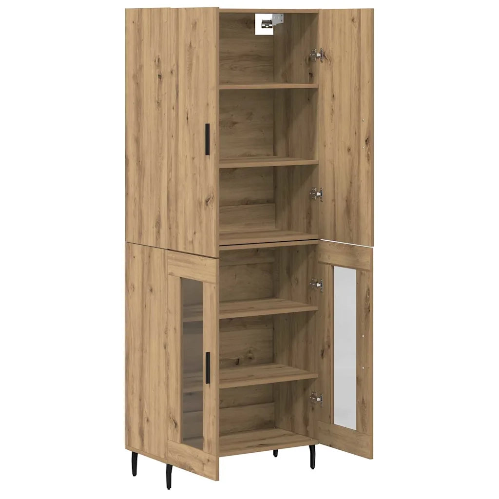 Credenza 2 pcs Legno vecchio Legno Stratificato e Vetro 3403184