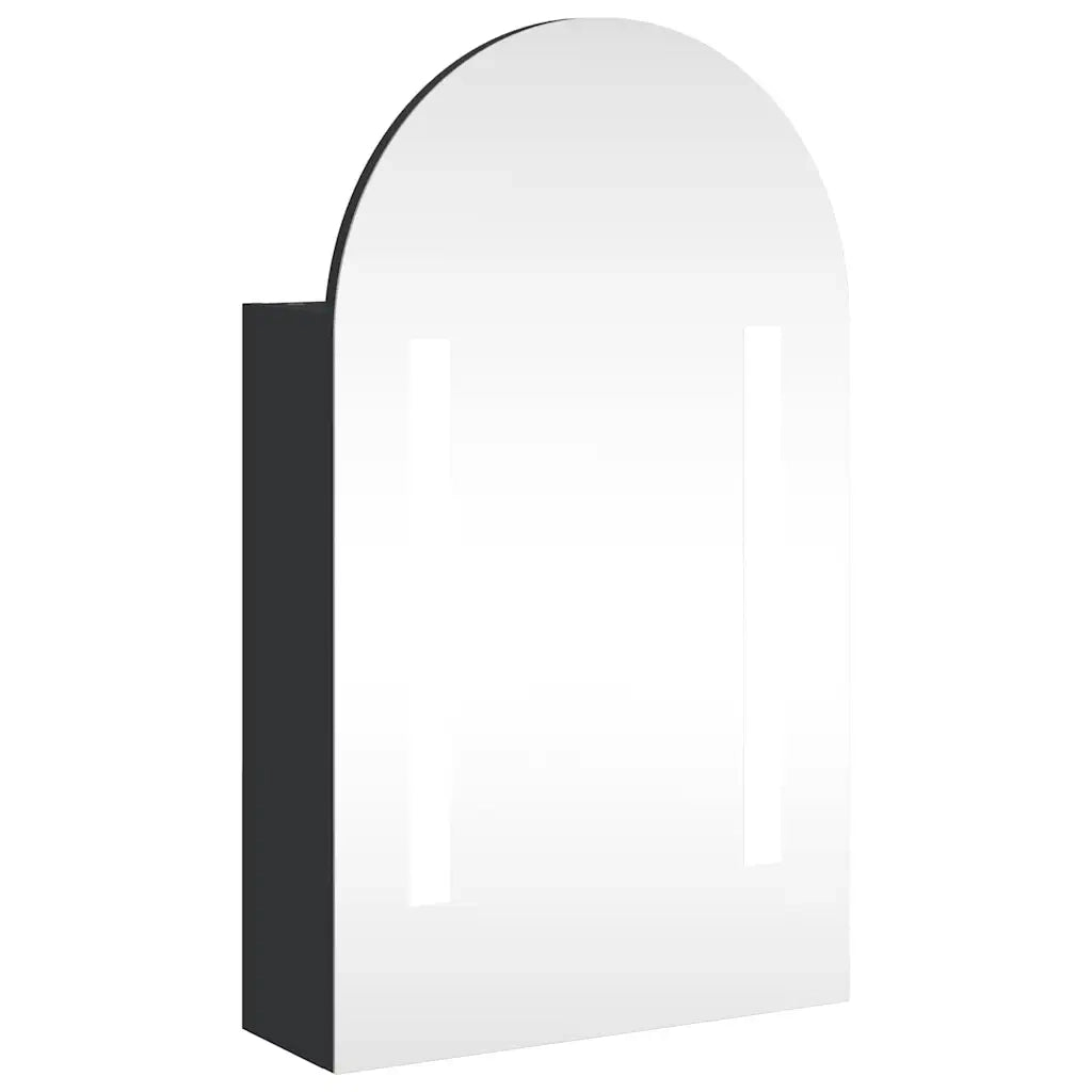 Armadietto Bagno | Armadio da bagno con Specchio e LED ad Arco Nero 42x13x70 cm