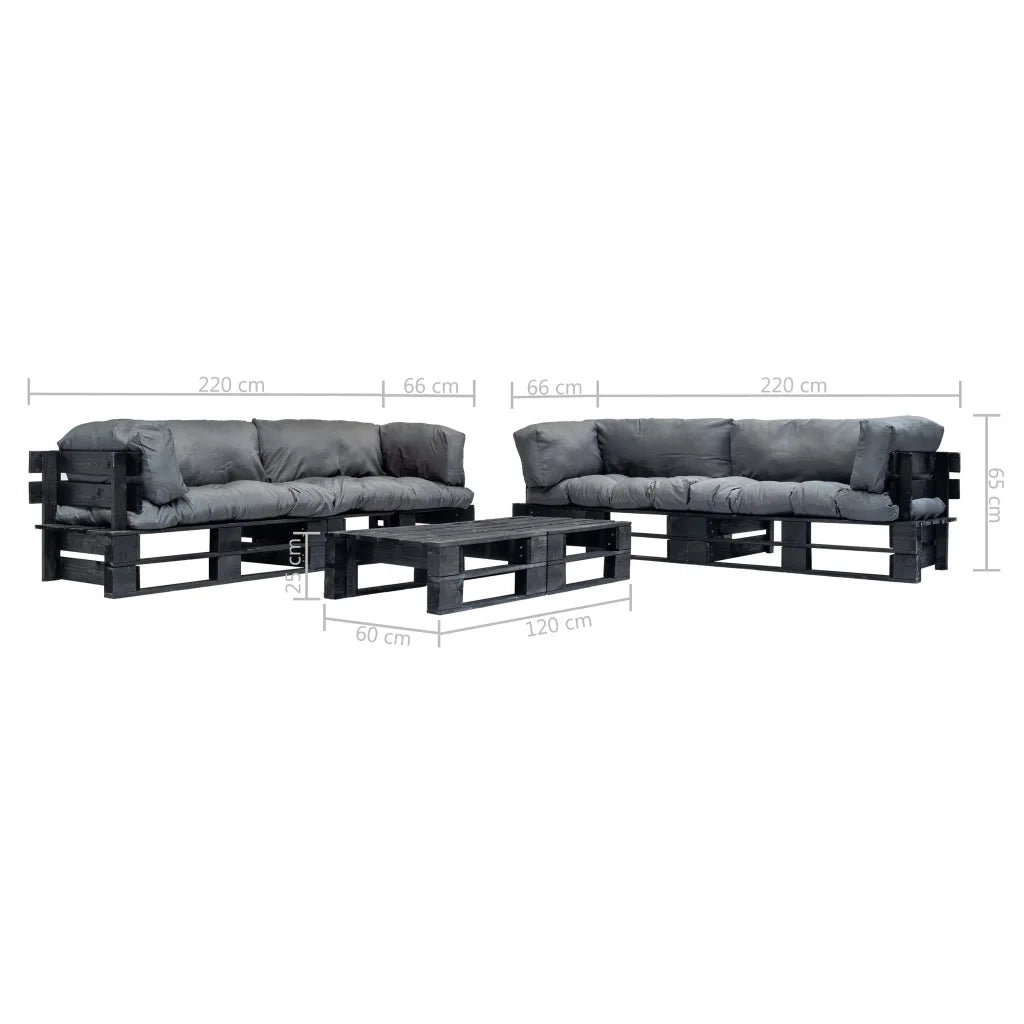Set Divani da Giardino Pallet 6 pz con Cuscini Grigi in Legno 277438
