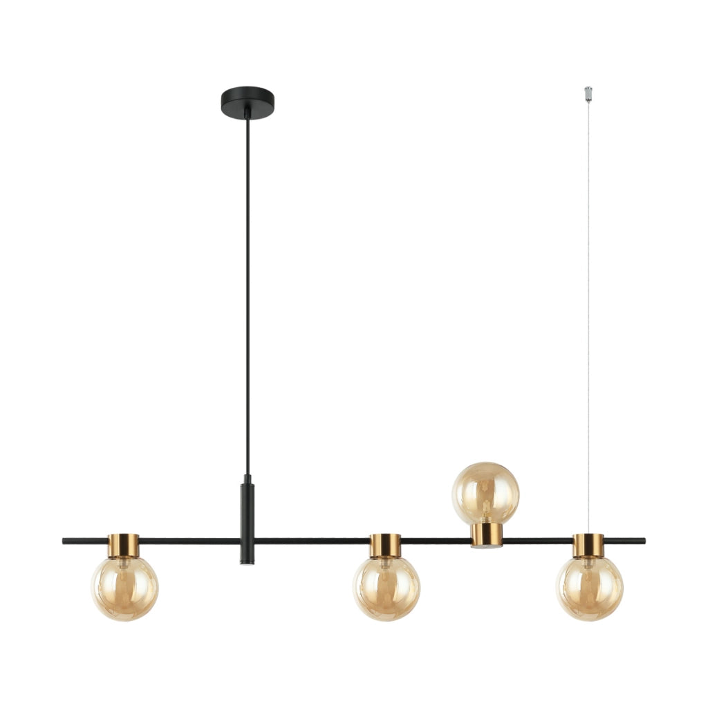 Lampada sospensione Bletter nero ambra 4xG9 Italux