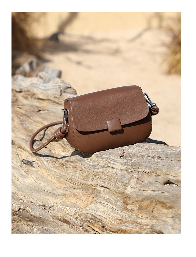 Borsa da donna alla moda in vera pelle marrone