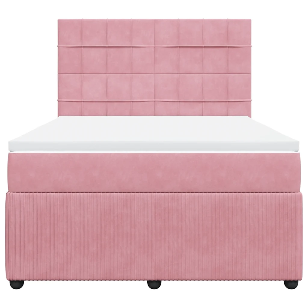 Giroletto a Molle con Materasso Rosa 140x200 cm in Velluto 3292363
