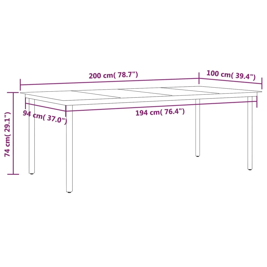 Set da Pranzo da Giardino 9 pz Nero 3099618