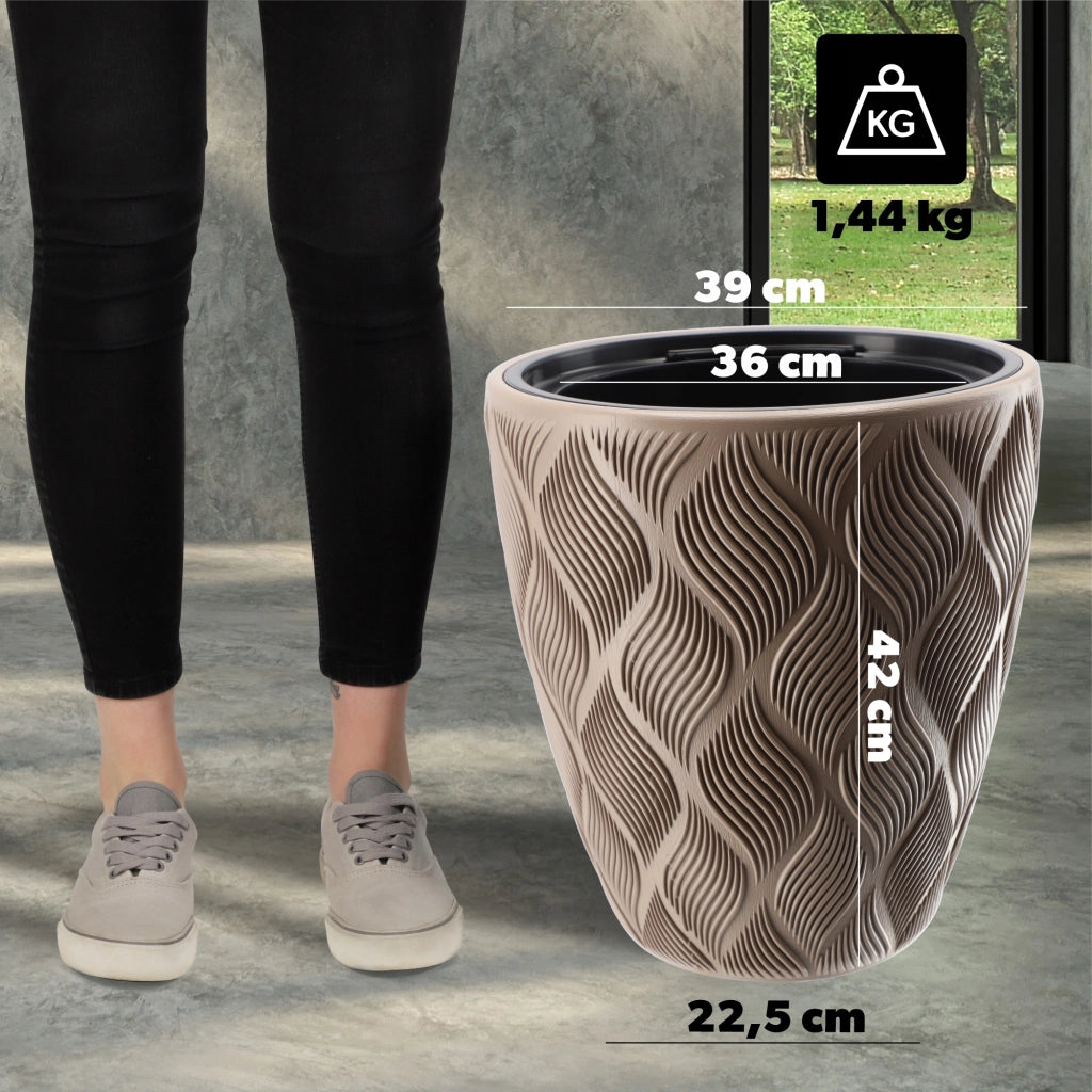 Vaso da fiori KADAX con inserto 42 cm, copertura per vaso da fiori in plastica alta