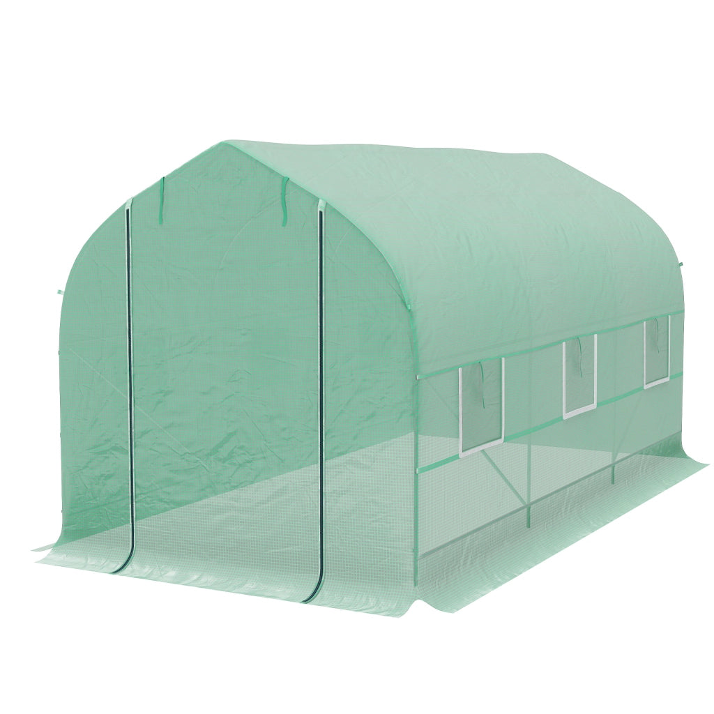 Serra da Giardino 4x2x2 m ¨C zephmum ¨C Verde con 6 Finestre e Porta a Rullo