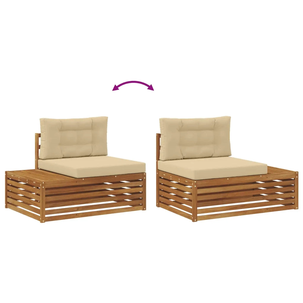 Set di divani da esterno con cuscino 5 Pezzo Naturale e Beige 3374098