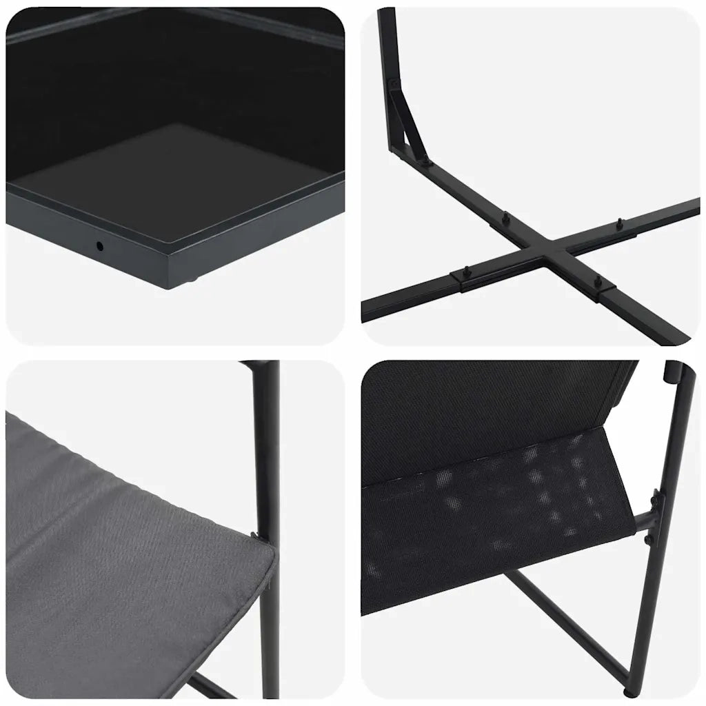 Set da Pranzo per Giardino 7 pcs Nero Acciaio 3335859