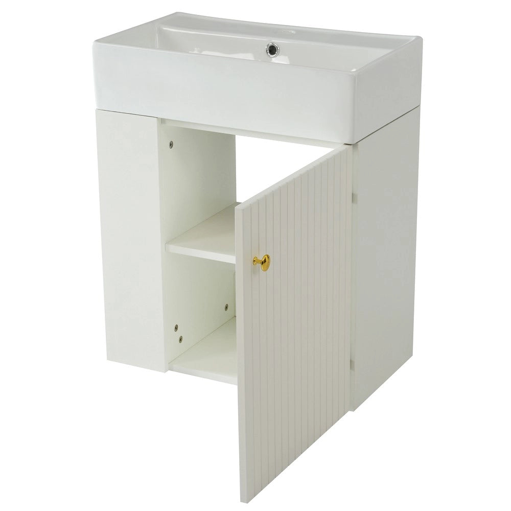 Mobile Bagno con Lavabo e Sottolavabo Pensile 55 cm ¨C Xylo ¨C Bianco