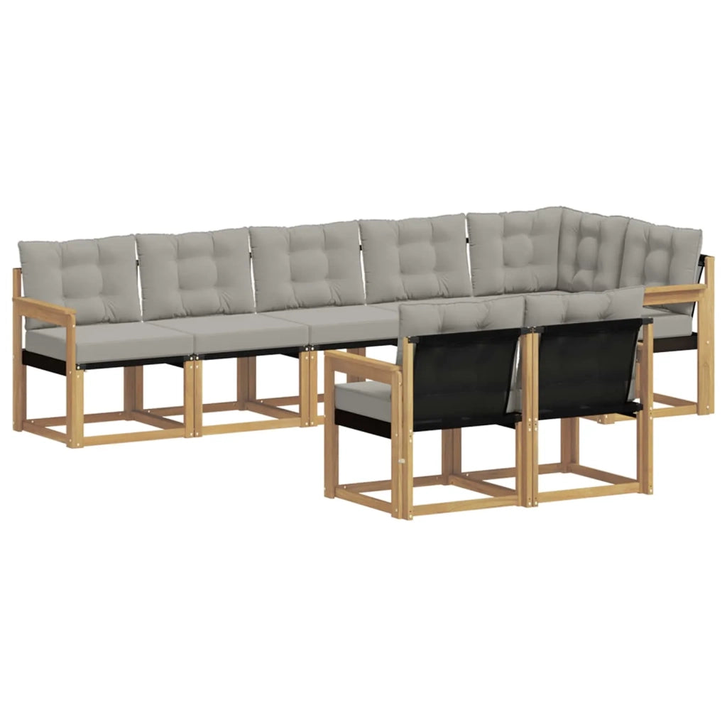 Set di divani da esterno 8 pz Bianco e Grigio Chiaro 3389589