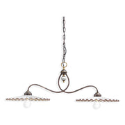 Lampadario Classico L&aposAquila Metallo E Ceramica Nero Sfumato Rame 2 Luci E27