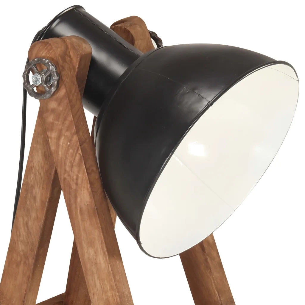Lampada da Pavimento Nera E27 in Legno Massello di Mango 320589