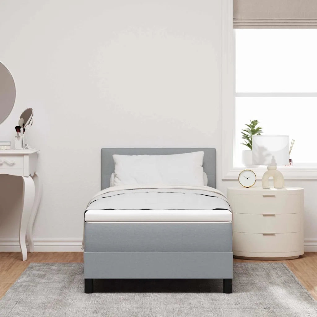 Letto a molle con materasso Grigio chiaro 90 x 200 cm Tessuto