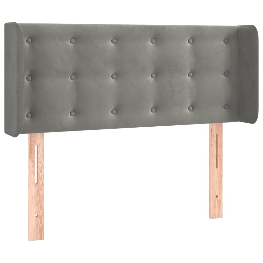 Testiera ad Orecchio-Testata con Orecchie Grigio Chiaro 103x16x78/88 cm in Velluto 635882