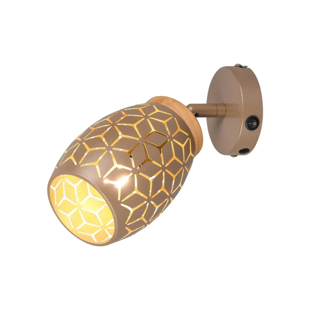 LÚZETE - APPLIQUE DA PARETE 1 LUCE METALLO COFFEE E14 BIRKITA