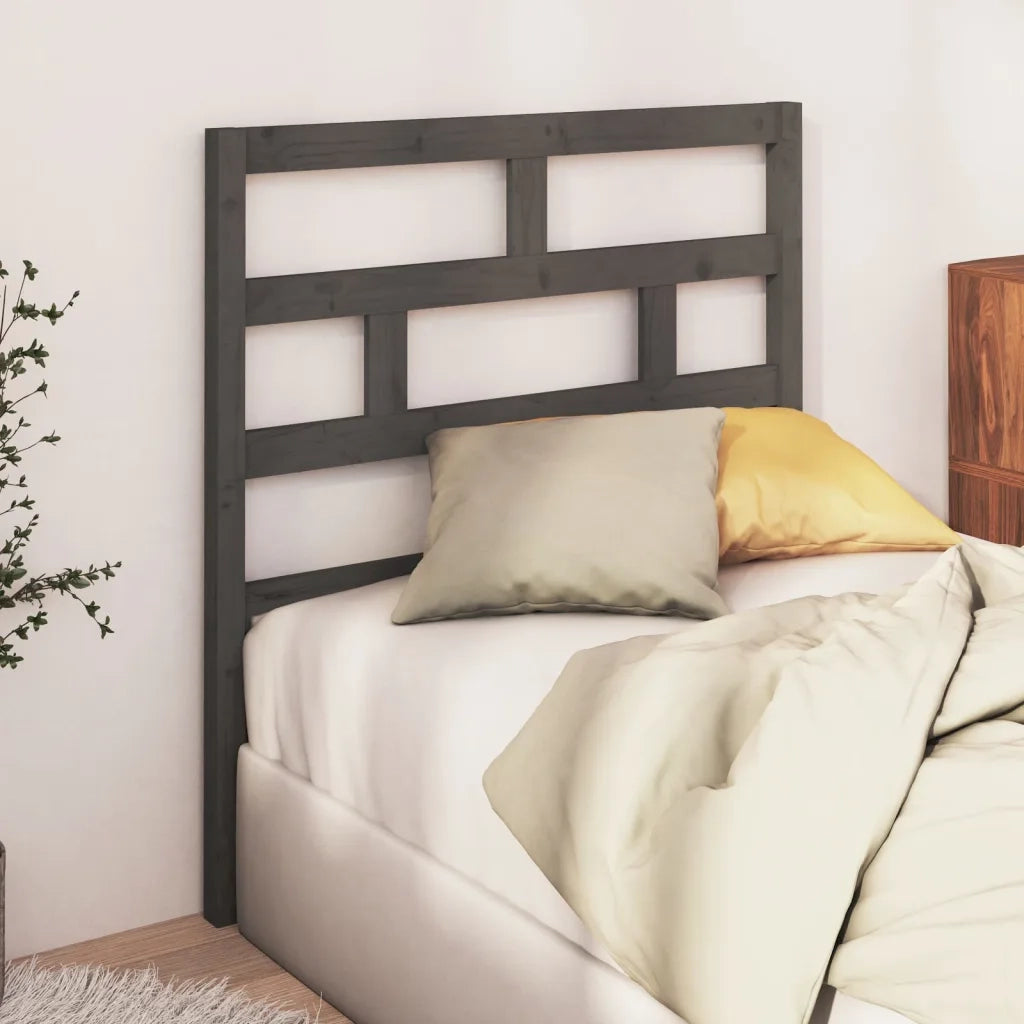 Testiera per Letto-Testata-Testiera Decorativa Grigia 96x4x100 cm in Legno Massello di Pino 503026