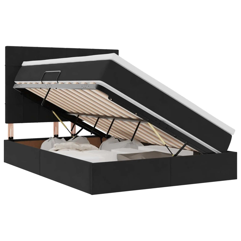 Letto con contenitore e materasso Nero 140 x 190 cm Velluto