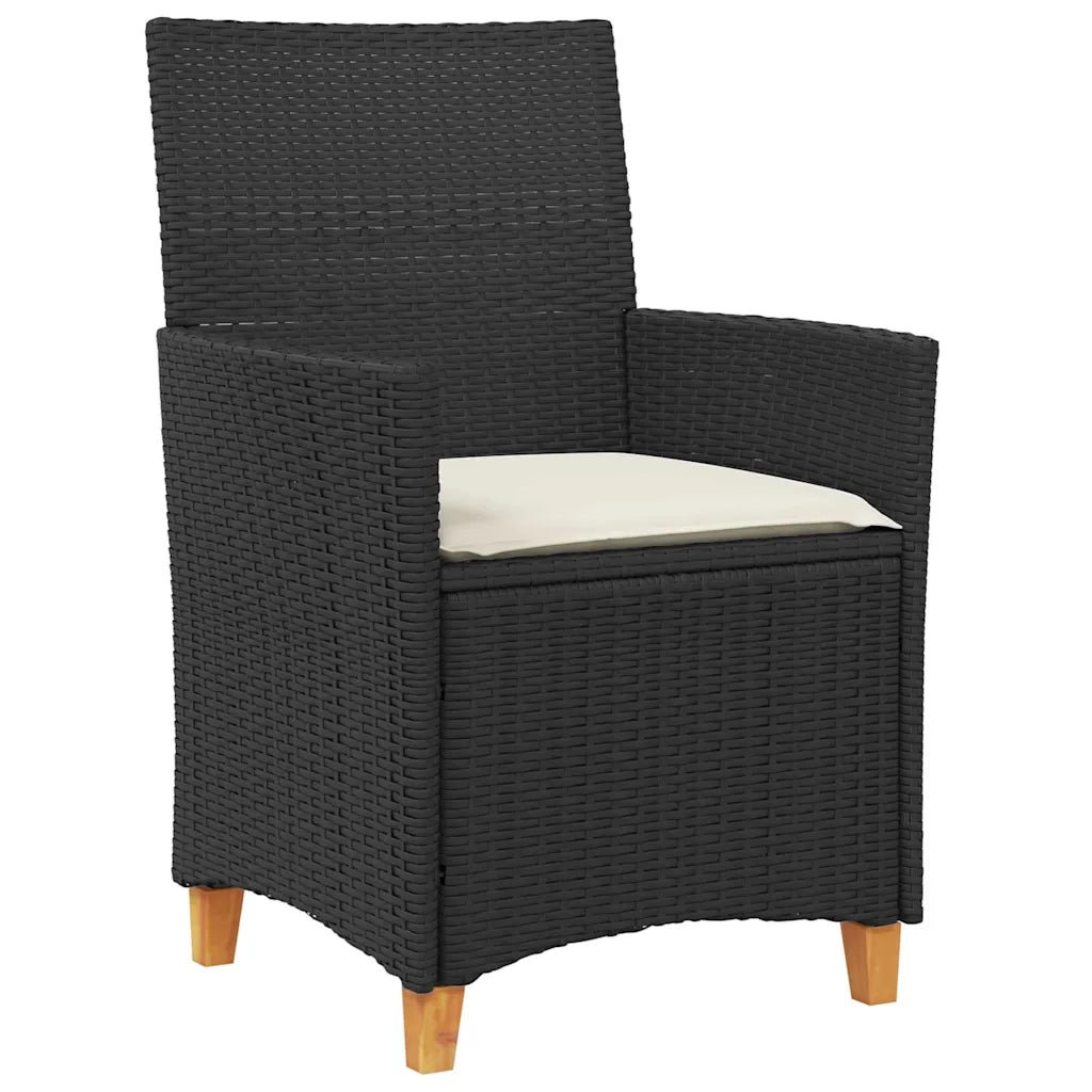 Set da Pranzo per Giardino 5 pcs Nero polyrattan