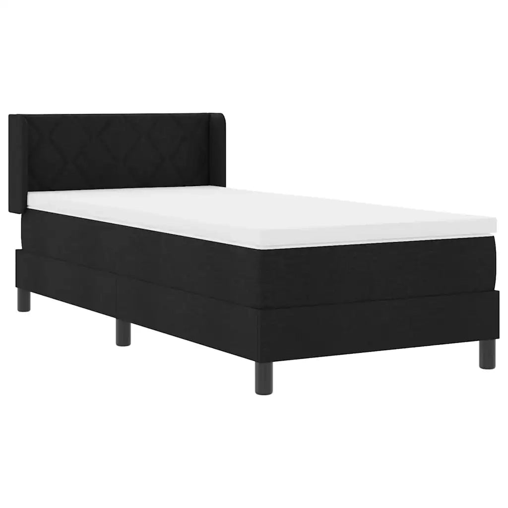 Letto a molle con testiera Nero 200 x 90 cm Tessuto 3341148
