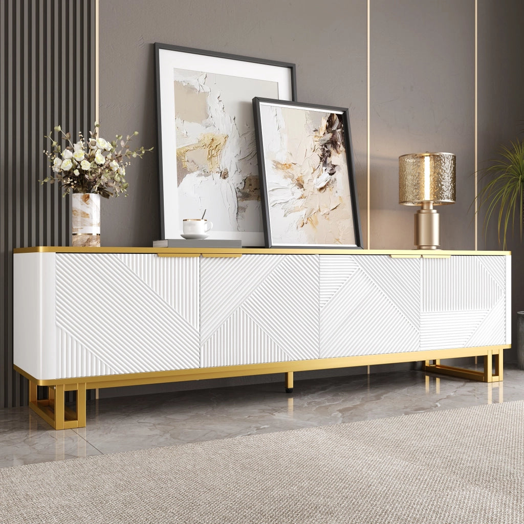 Cassettiera TV bianca in MDF lunghezza 160 cm
