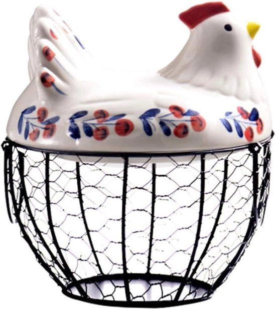 Egg Container Organizer in Ferro con Contenitore per Frutta e Pane