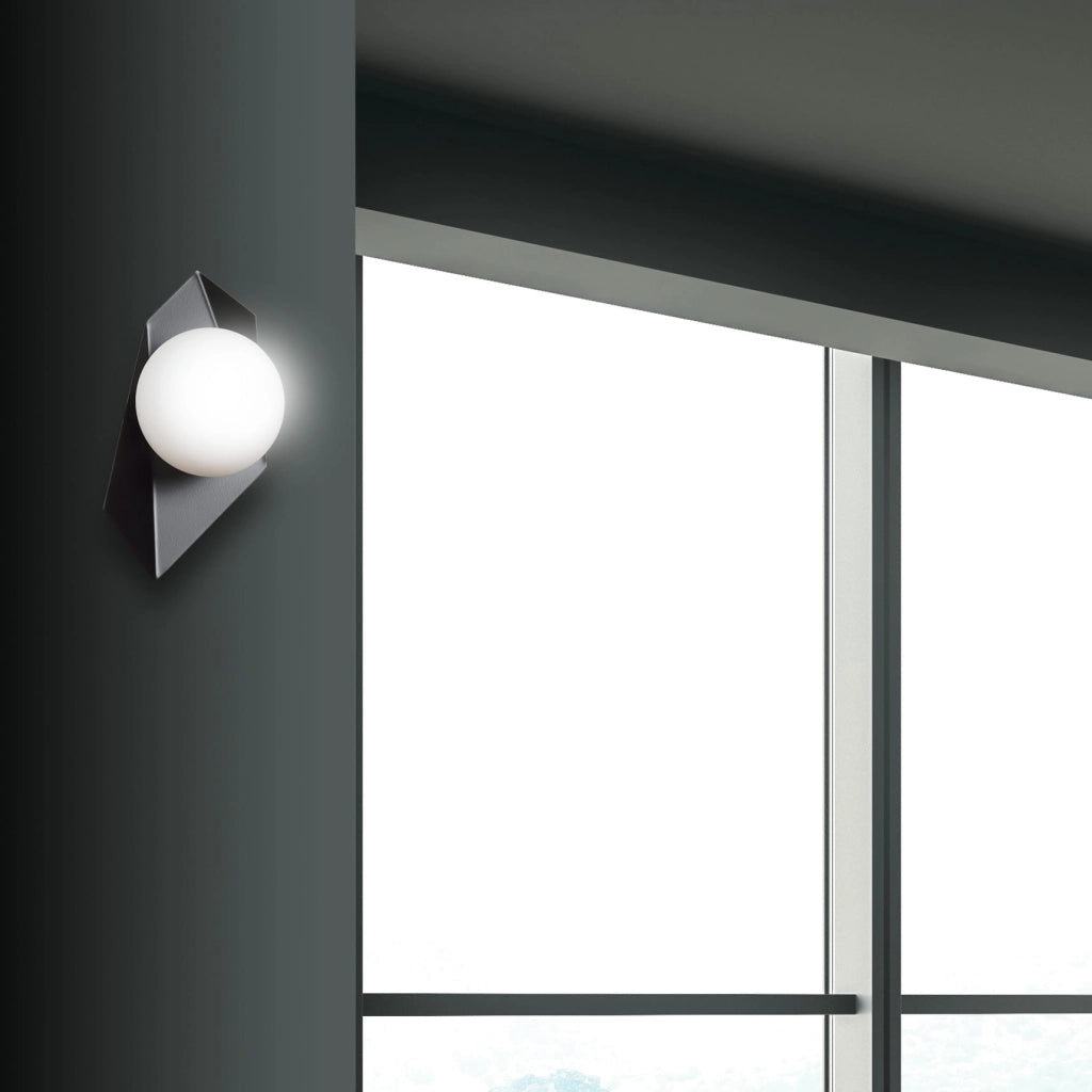 Applique Emibig Drifton K1 nero vetro acciaio E14 1 luce