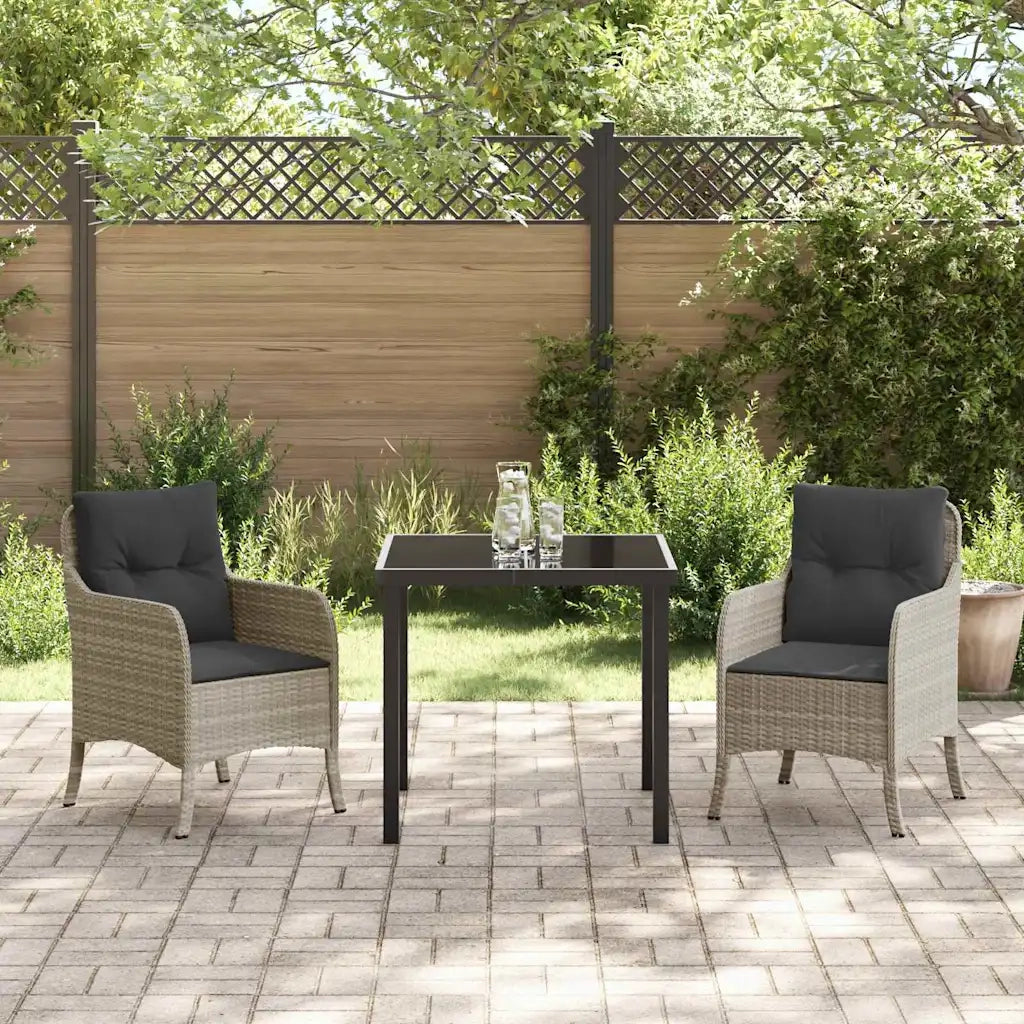 Set da Pranzo per Giardino 3 pcs Grigio chiaro polyrattan