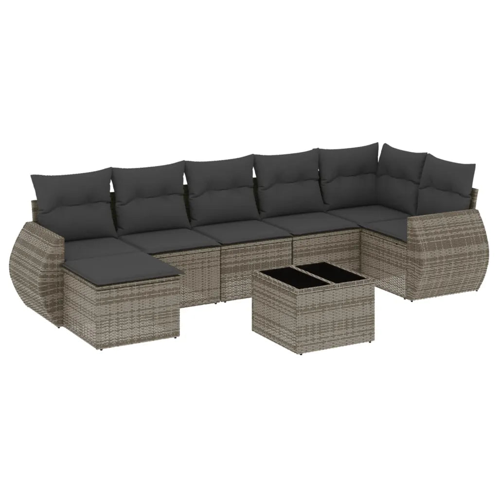 Set Divano da Giardino 8 pz con Cuscini Grigio in Polyrattan 3254027