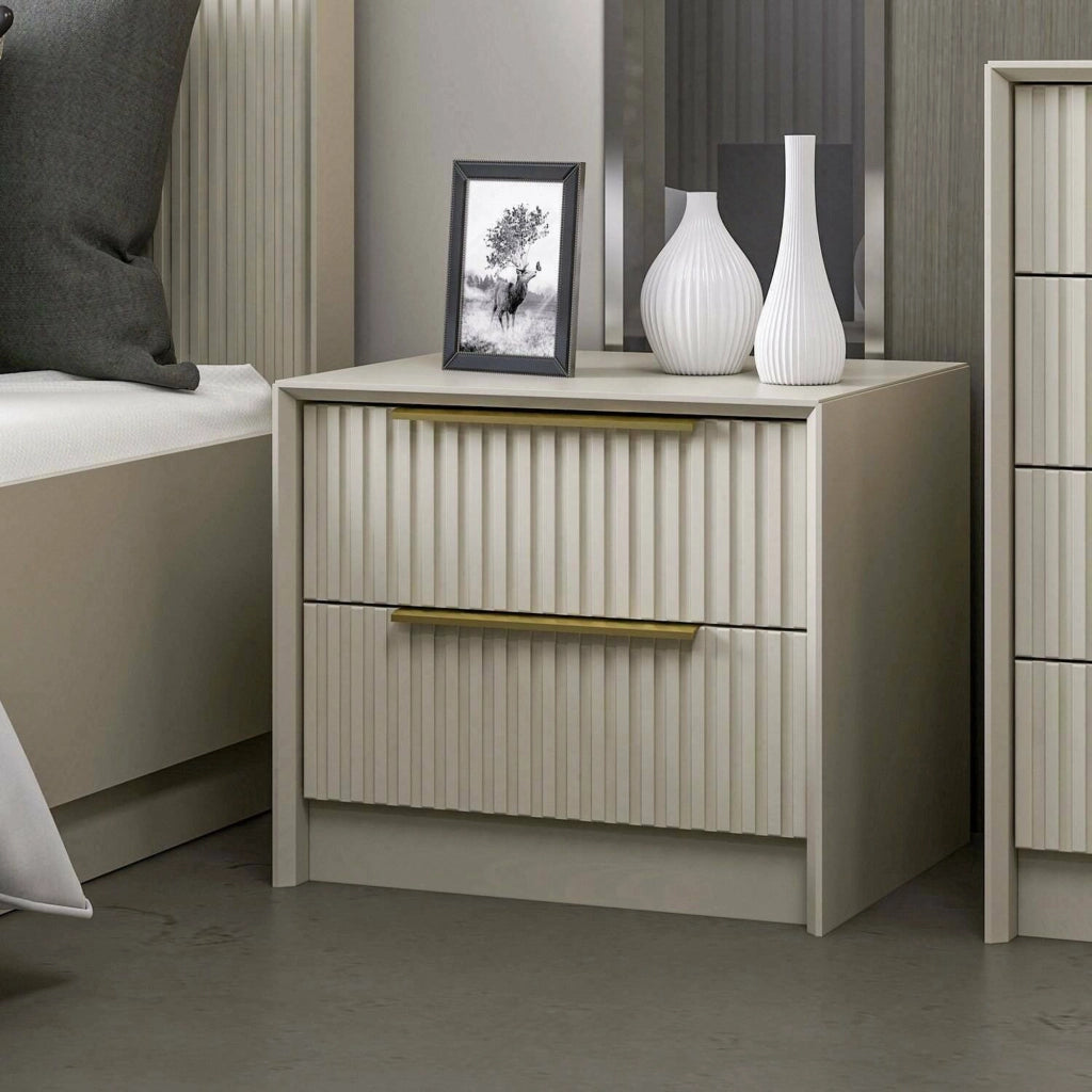 Moke, Comodino 2 Cassetti, 53x45x45h cm Grigio Cemento